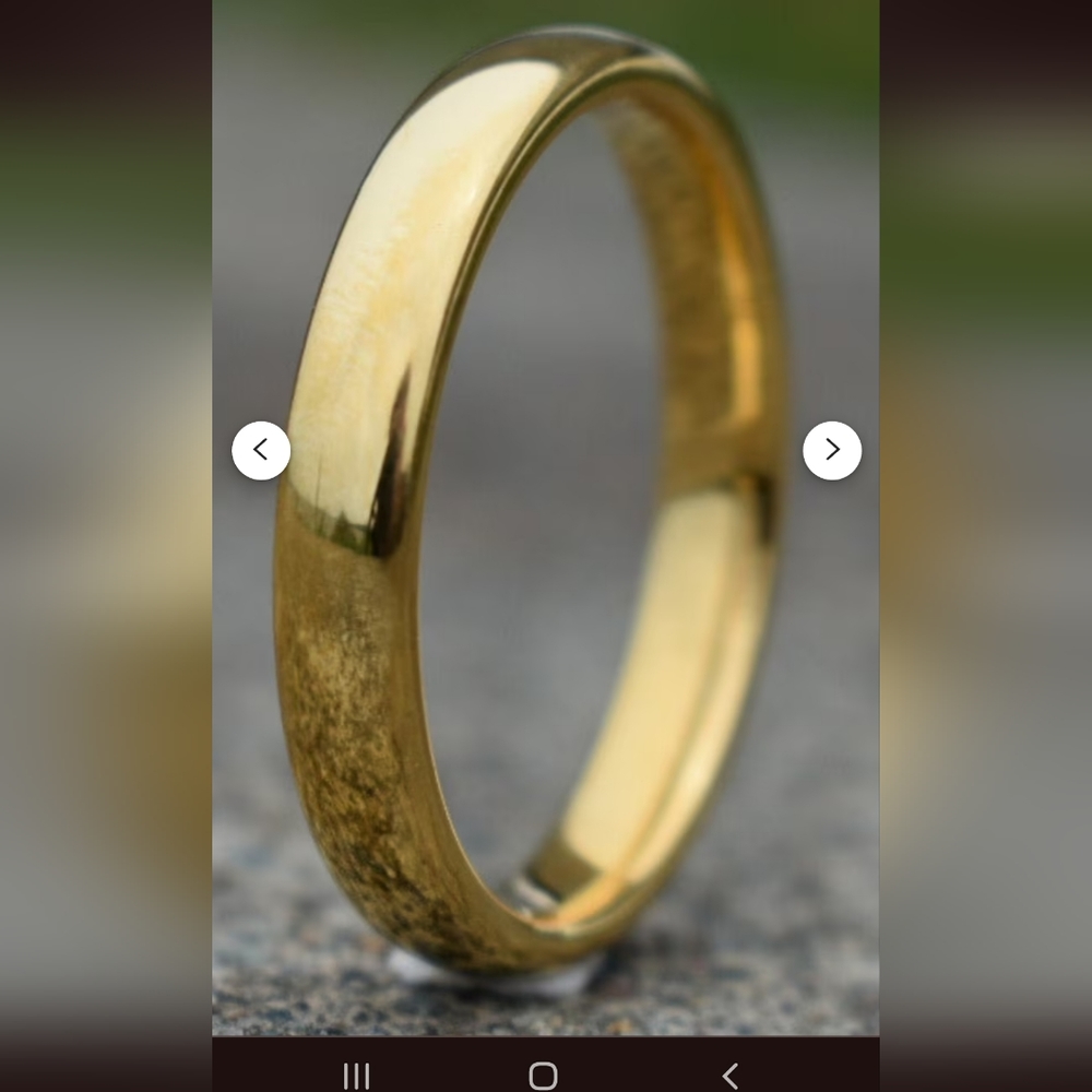 Tungsten Ring 4mm Brushed Gold Comfort fit band, Mens Ring size 8